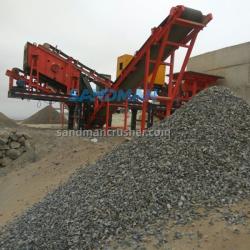 Trituradora de roca portátil pequeña en venta, con capacidad de 10 a 20 toneladas por hora.